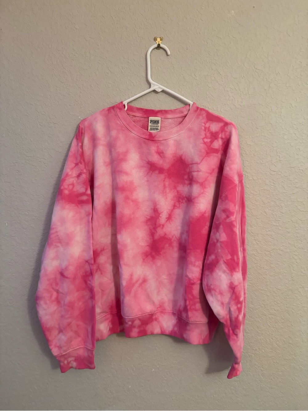 PINK Victoria's Secret Pink & Light Pink Tie-Dye Crewneck Sweatshirt